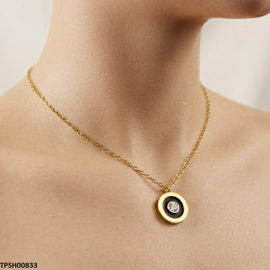 TPSH00833 QSJ Stainless Steel Round Stone Pendant - TPSH