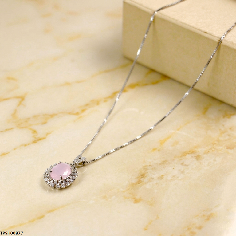 TPSH00877  MSJ Oval Drop ZIRCON Pendant With Chain  - TPSH
