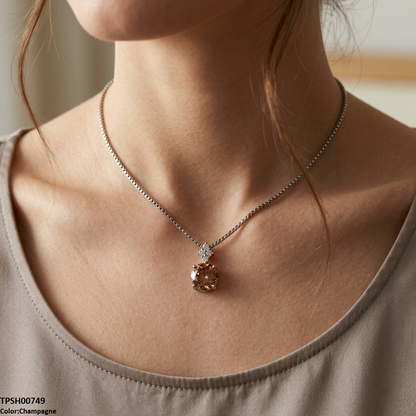 TPSH00749 GWH Round ZIRCON Pendant With Chain - TPSH