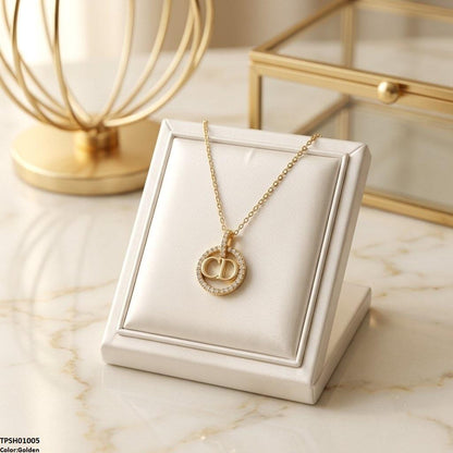TPSH01005 TNR Stainless Steel Zircon Round Pendant - TPSH