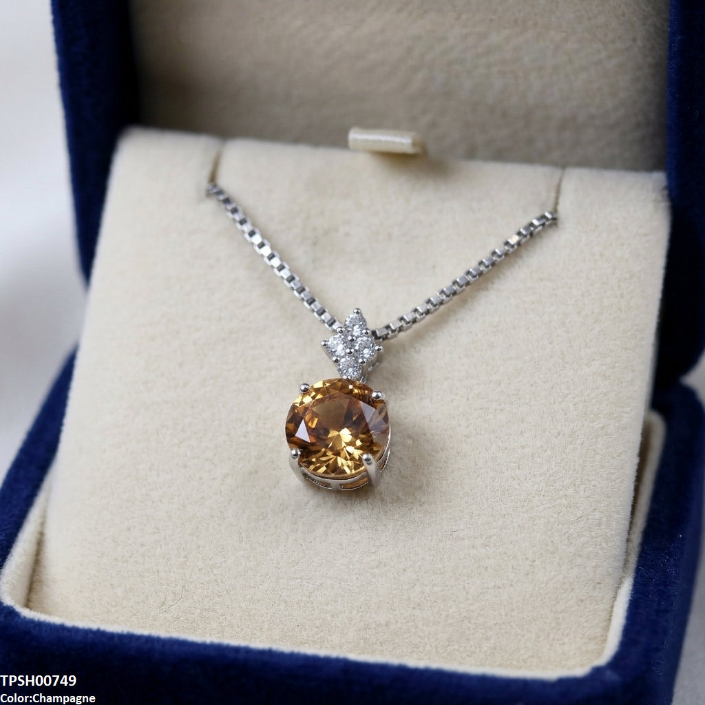 TPSH00749 GWH Round ZIRCON Pendant With Chain - TPSH