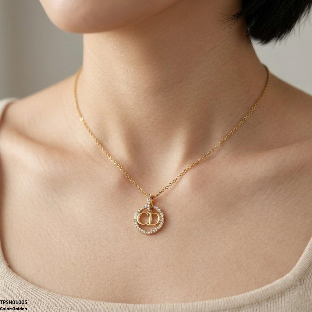 TPSH01005 TNR Stainless Steel Zircon Round Pendant - TPSH