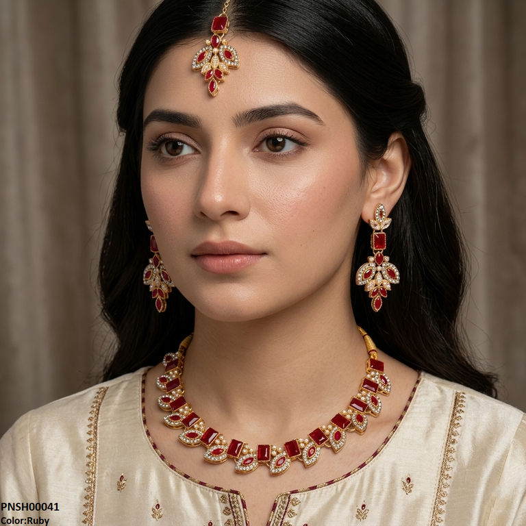PNSH00041 MZM Marquise  Necklace Set - PNSH