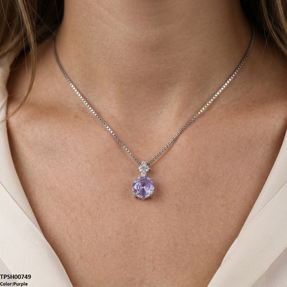 TPSH00749 GWH Round ZIRCON Pendant With Chain - TPSH
