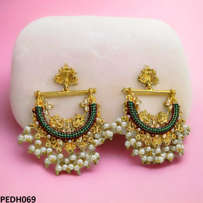 PEDH069 FRN Peacock Ear Drop Pair