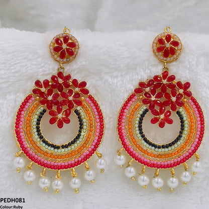 PEDH081 FRN Rainbow Pearl Drop Earrings