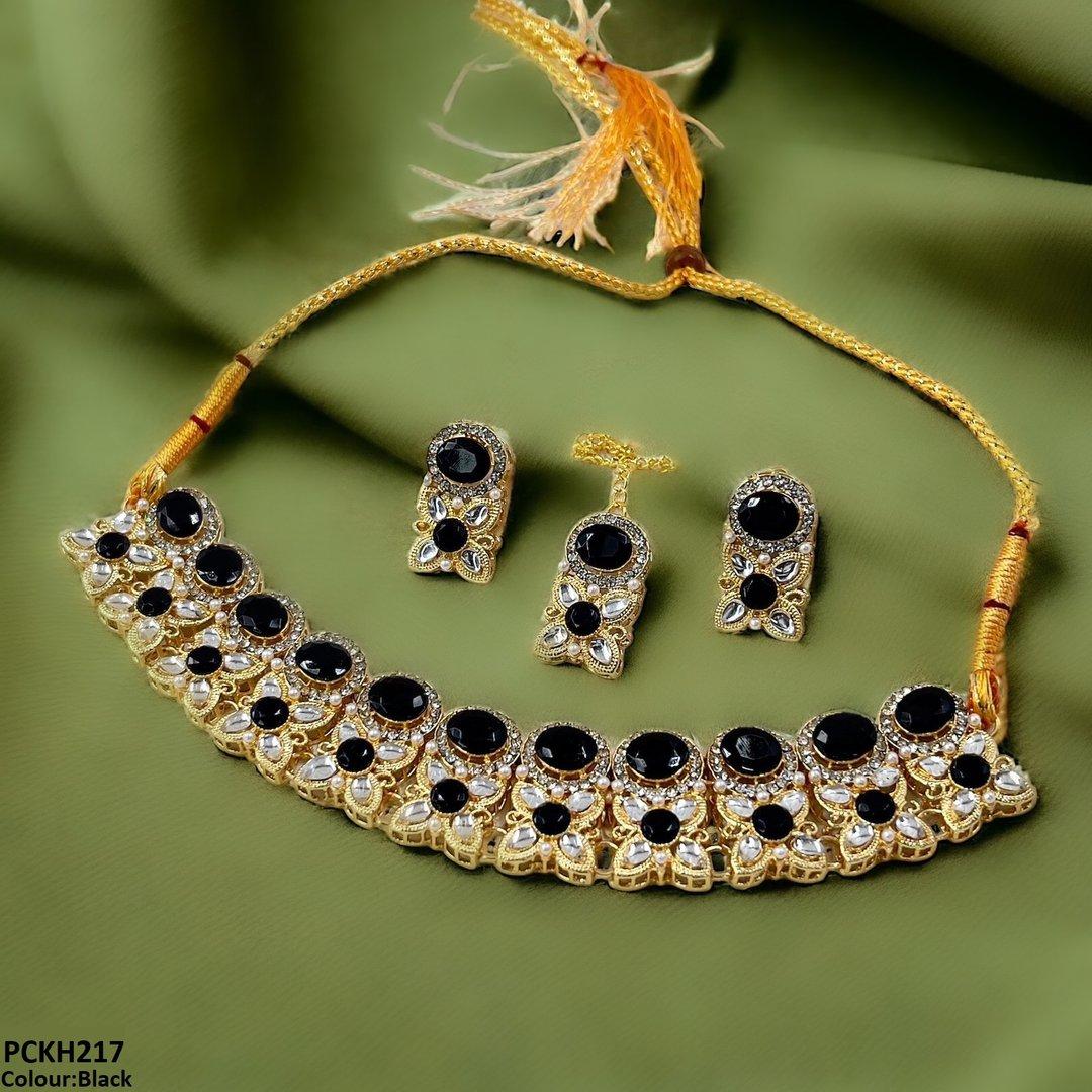 PCKH217 SDQ Oval/Tear/Flower Drop Choker Set