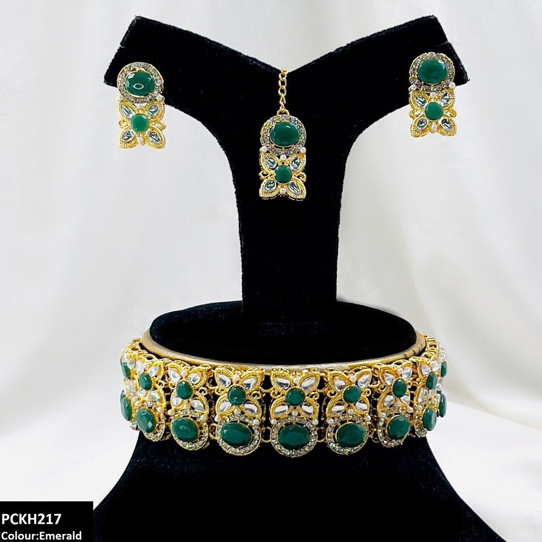 PCKH217 SDQ Oval/Tear/Flower Drop Choker Set