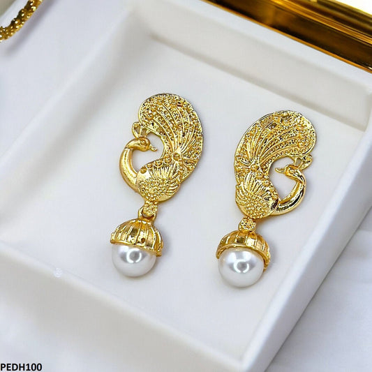PEDH100 MZM Peacock Pearl/Drop Earrings