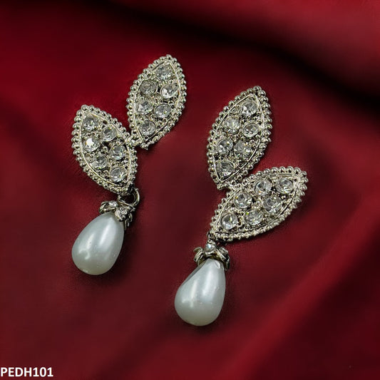 PEDH101 SDQ Double Tear/Pearl Drop Earrings