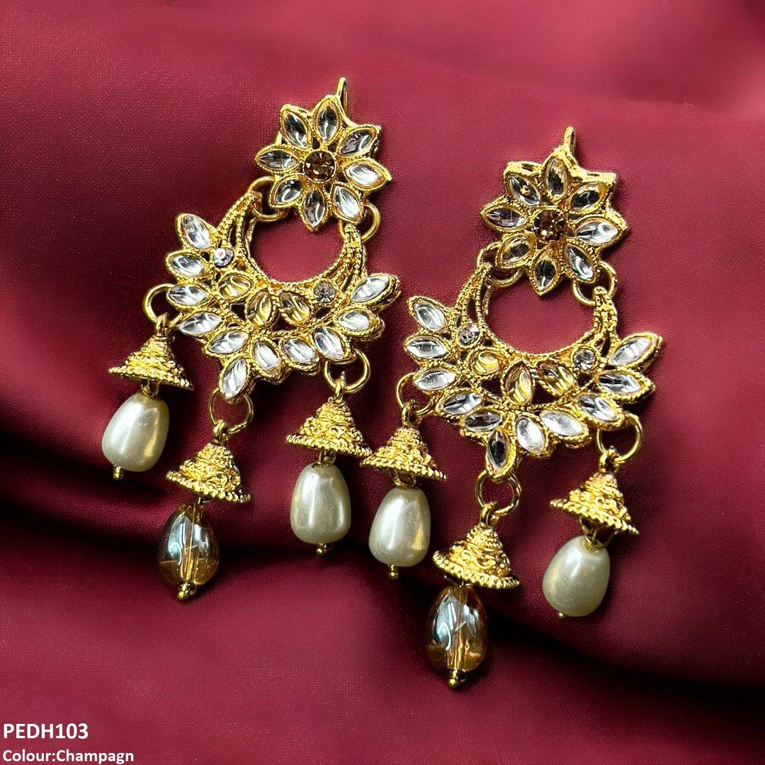 PEDH103 FRN Jhumki Pearl Drop Earrings