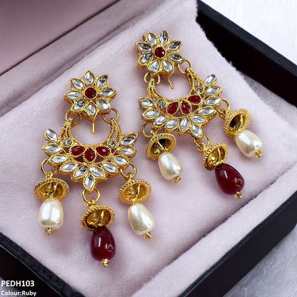 PEDH103 FRN Jhumki Pearl Drop Earrings