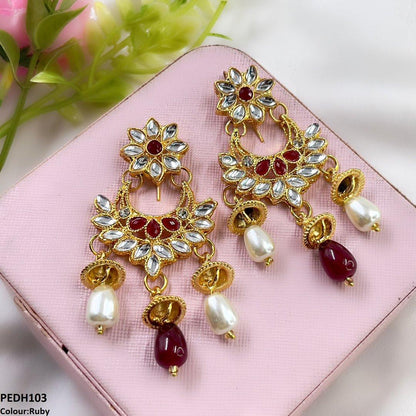 PEDH103 FRN Jhumki Pearl Drop Earrings