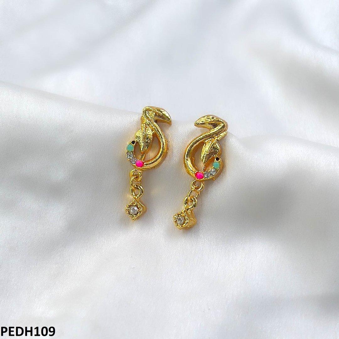 PEDH109-MZM PEDH109 MZM Covered Leaf Round Drop Earrings