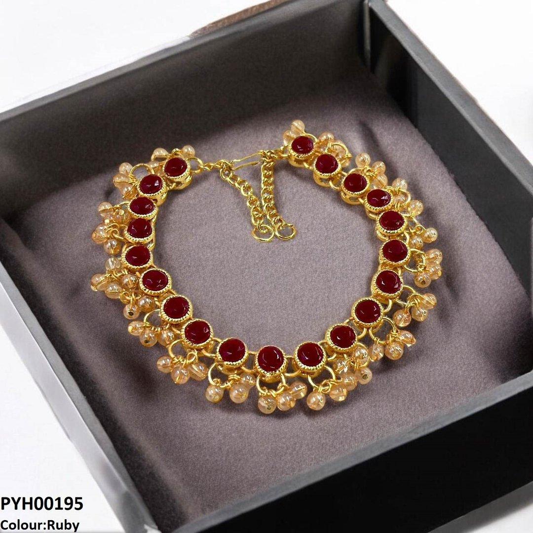 PYH00195 FRN Round Pearl Drop Single Anklet - PYH