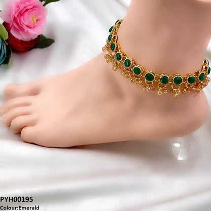 PYH00195 FRN Round Pearl Drop Single Anklet - PYH