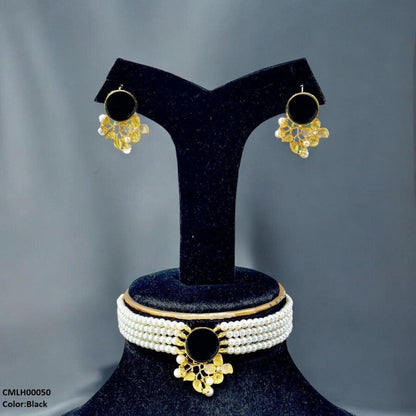 CMLH00050 MZM Circle Flower Pearl Choker Set - CMLH