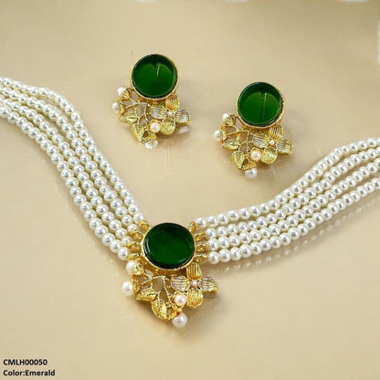 CMLH00050 MZM Circle Flower Pearl Choker Set - CMLH