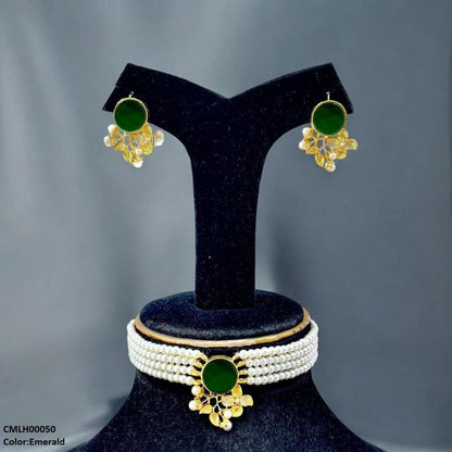 CMLH00050 MZM Circle Flower Pearl Choker Set - CMLH
