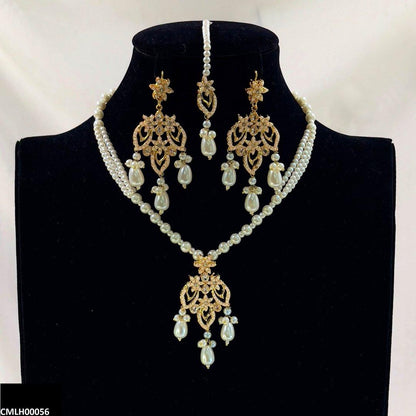 CMLH00056 MZM Flower Pearl Drop Mala Set - CMLH