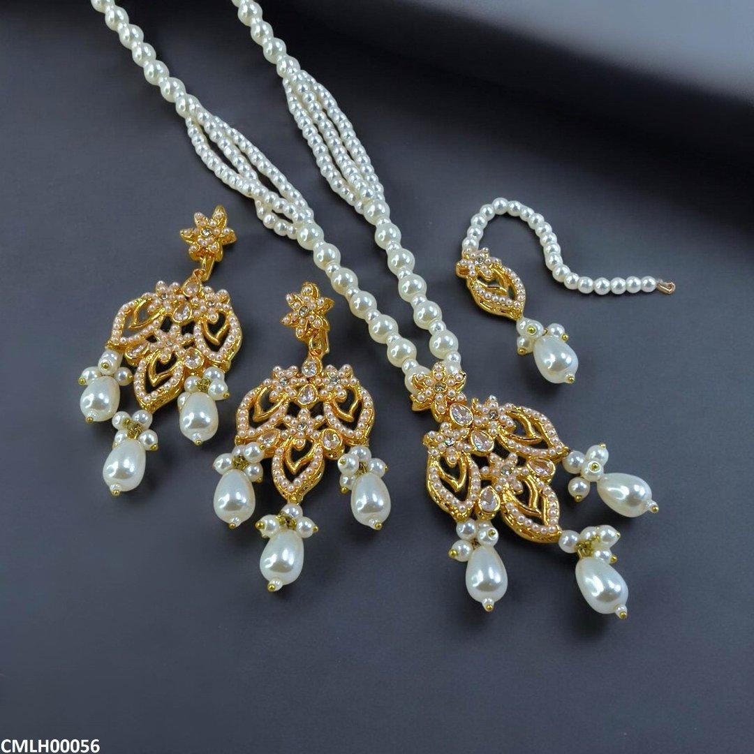 CMLH00056 MZM Flower Pearl Drop Mala Set - CMLH