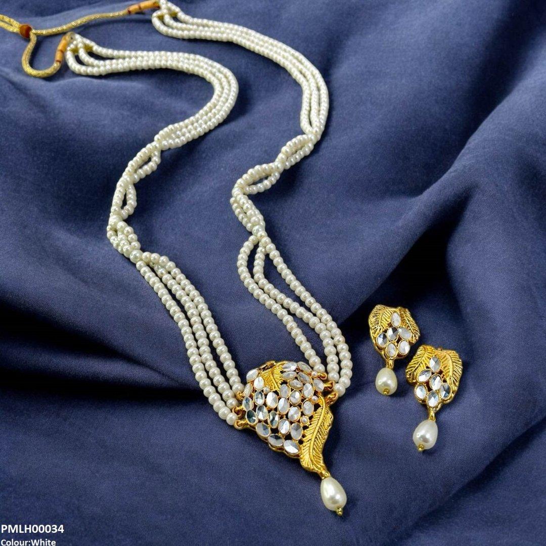 PMLH00034 FRN Leaf Pearl Drop Mala Set - PMLH