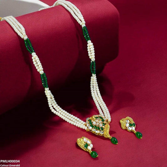 PMLH00034 FRN Leaf Pearl Drop Mala Set - PMLH
