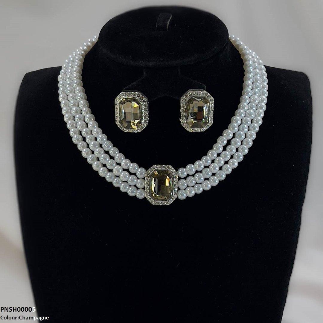 PNSH00005 SDQ Rectangle Necklace Set - PNSH