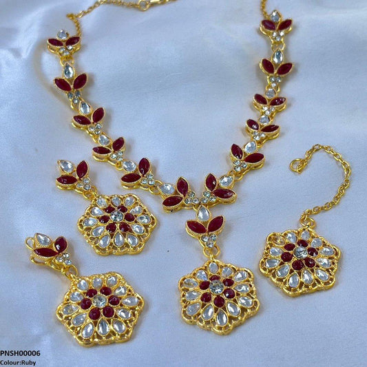 PNSH00006 FRN Tear/Flower Drop Necklace Set - PNSH