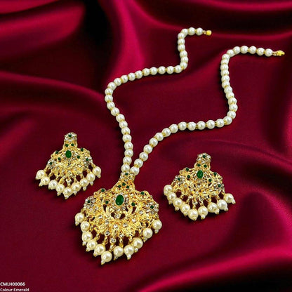 CMLH00066 MZM Oval/Flower Pearl Drop Mala Set -