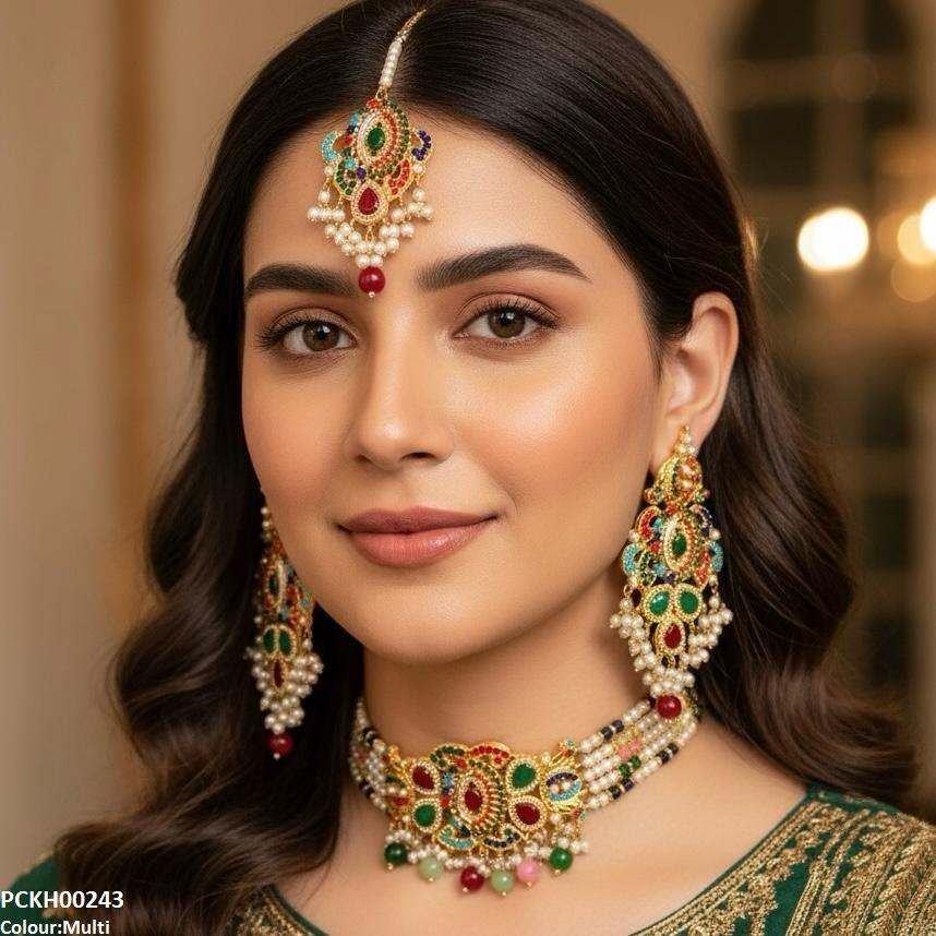 PCKH00243 SDQ Oval/Tear Pearl Choker Set - PCKH
