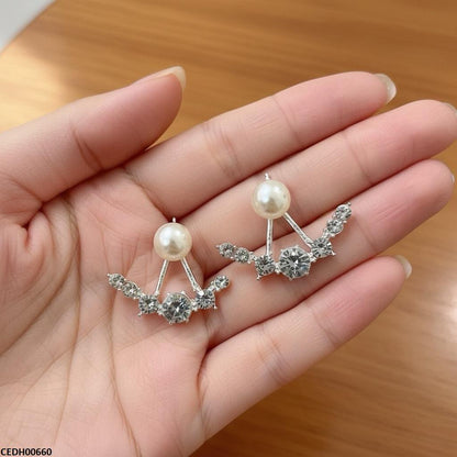 CEDH00660 SDQ Round Pearl Earrings - CEDH