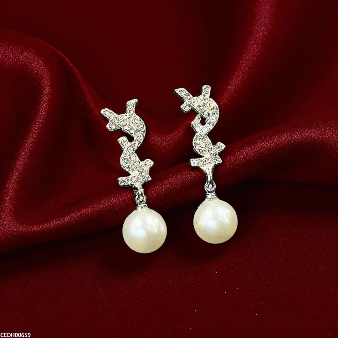 CEDH00659 SDQ Pearl Drop Earrings - CEDH