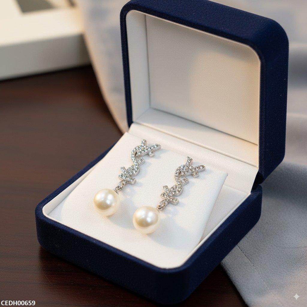 CEDH00659 SDQ Pearl Drop Earrings - CEDH