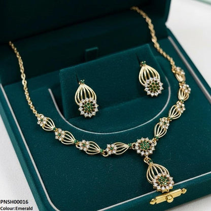 PNSH00016 SDQ Rose Flower Necklace Set - PNSH