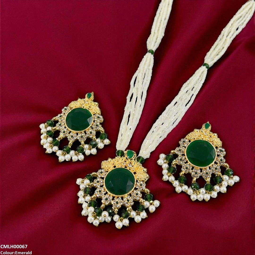 CMLH00067 MZM Round Pearl Drop Mala Set - CMLH