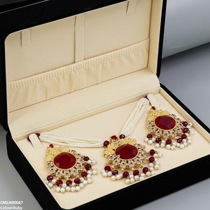 CMLH00067 MZM Round Pearl Drop Mala Set - CMLH