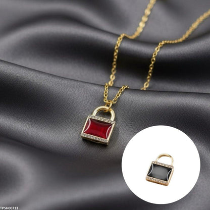 TPSH00713 SDQ Lock Pendant With  Chain - TPSH