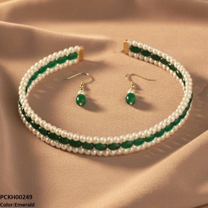 PCKH00249 FRN Three-Layered Pearl Choker Set - PCKH