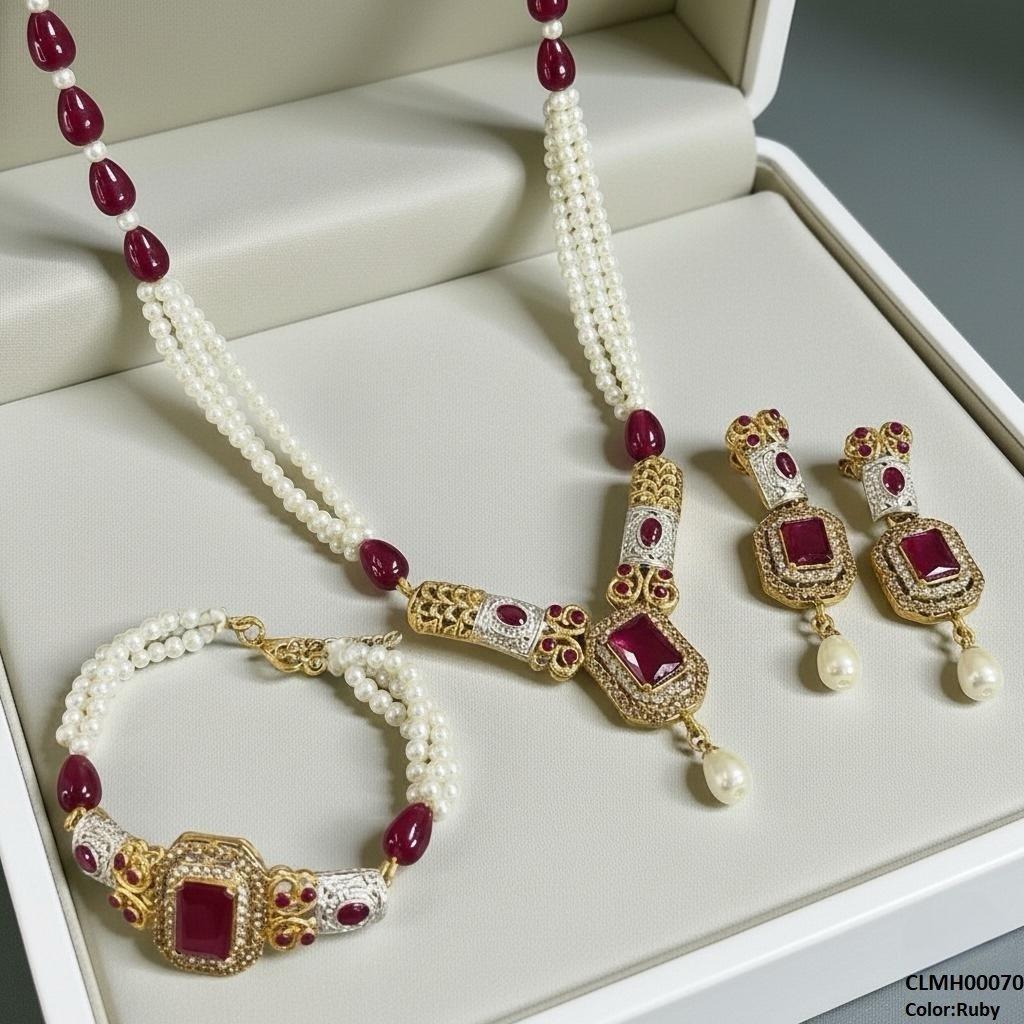 CMLH00070 SDQ Rectangle Pearl Drop Mala Set - CMLH
