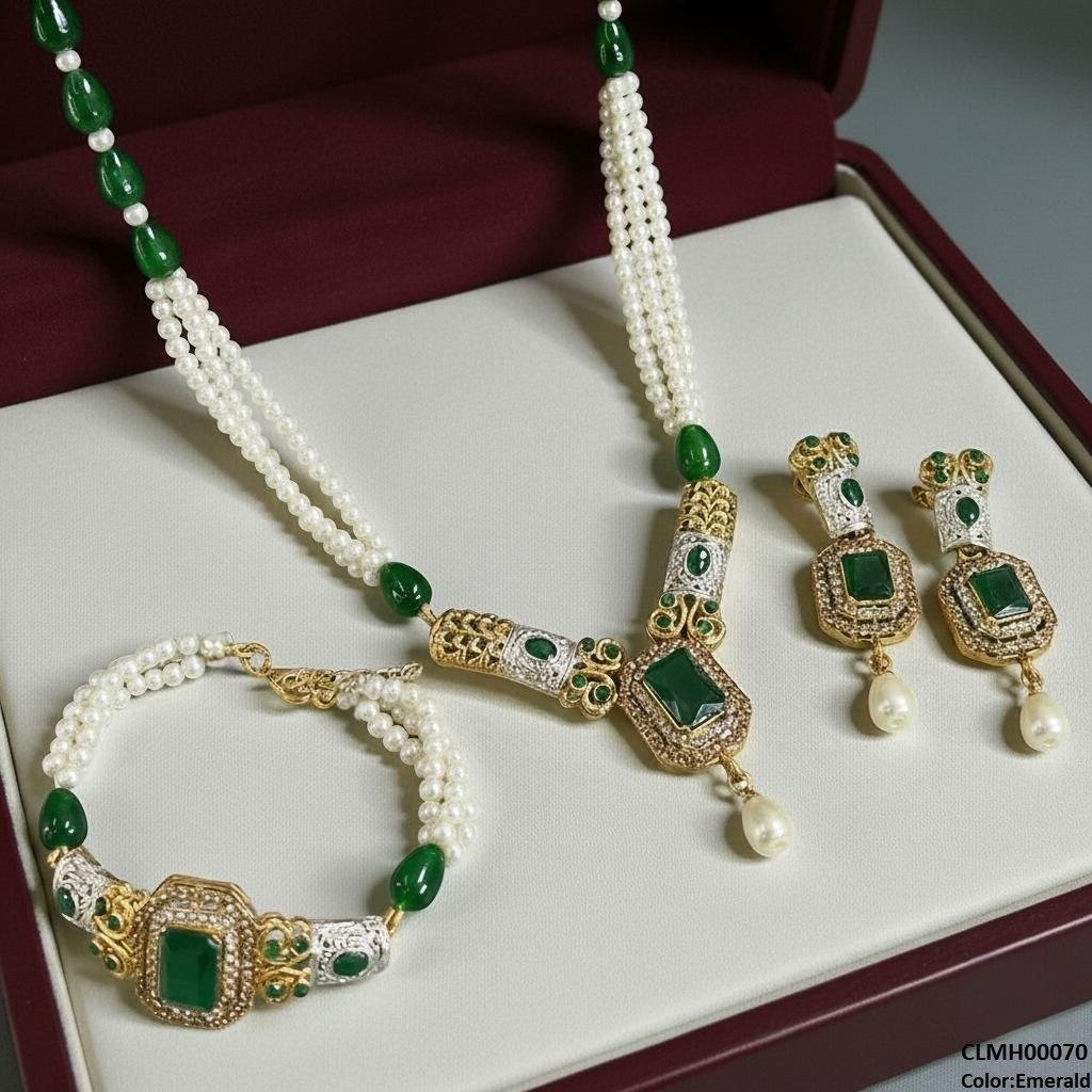 CMLH00070 SDQ Rectangle Pearl Drop Mala Set - CMLH