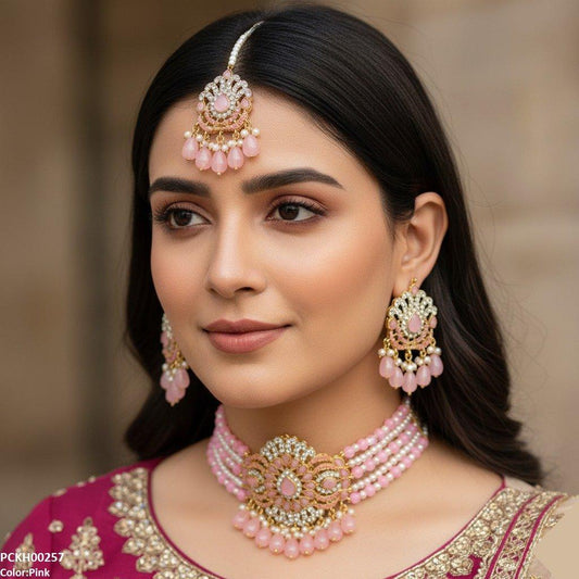 PCKH00257 SDQ Tear Pearl Drop Choker Set - PCKH