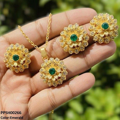 PPSH00266 MZM Flower Pendant Set - PPSH