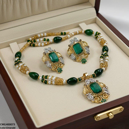 CMLH00073 SDQ Rectangle Flower Drop Mala Set  - CMLH