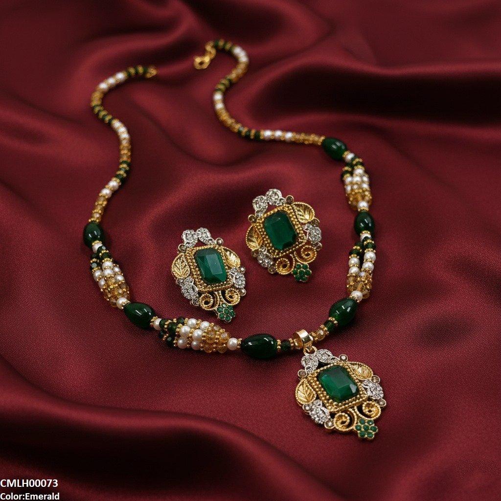 CMLH00073 SDQ Rectangle Flower Drop Mala Set  - CMLH