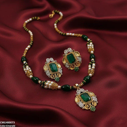 CMLH00073 SDQ Rectangle Flower Drop Mala Set  - CMLH