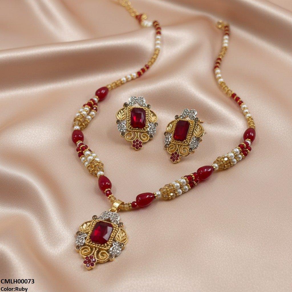 CMLH00073 SDQ Rectangle Flower Drop Mala Set  - CMLH