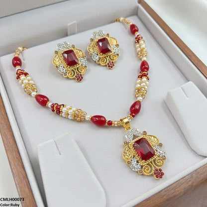 CMLH00073 SDQ Rectangle Flower Drop Mala Set  - CMLH