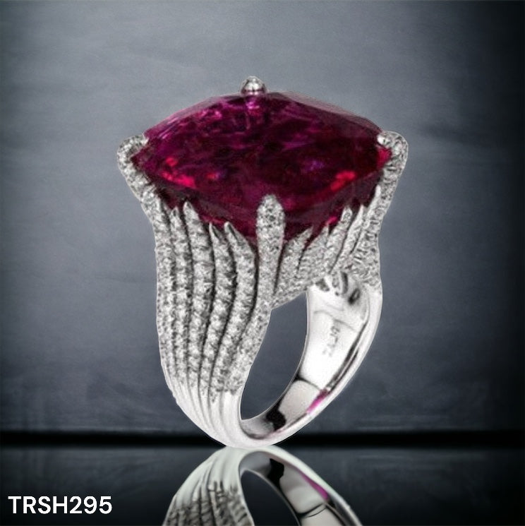 TRSH295 KYC Redish Cathedral ZIRCON Ring