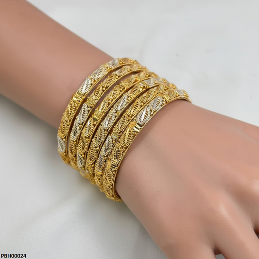 PBH00024 MZM Round Leaf 6 Pcs Of Bangles Set - PBH